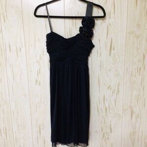 City Triangles One Shoulder Cocktail Dress with Rosettes/Tie Back L (Jr) Flirty
